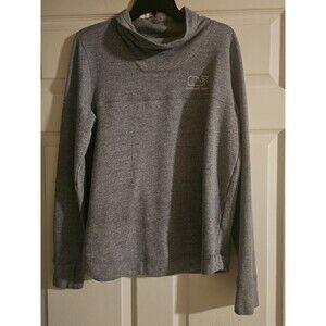 Vineyard Vines Navy Gray Long Sleeve Sweatshirt Whale Funnel Neck Pockets M